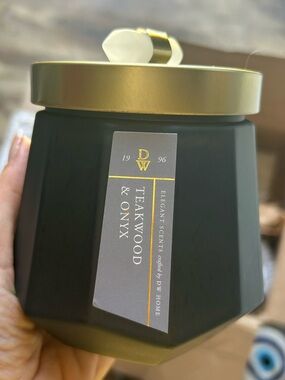 DW Home Black Faceted Jar Candle with Gold Lid